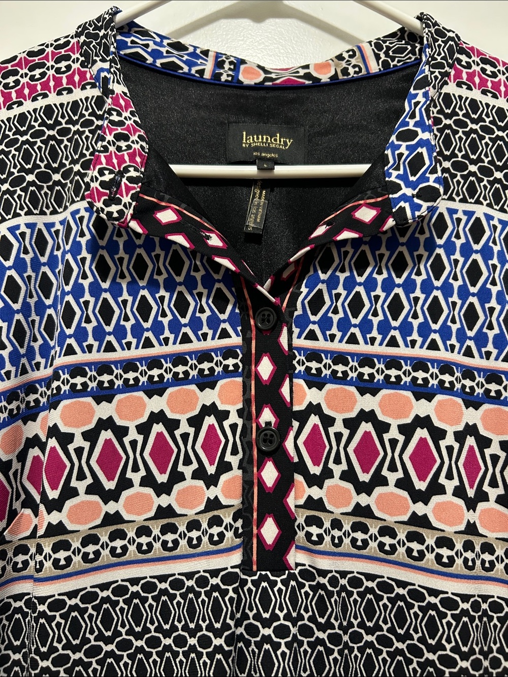 Laundry By Shelli Segal Blue, Pink & Black Geometric Shift Dress - Picture 3 of 5